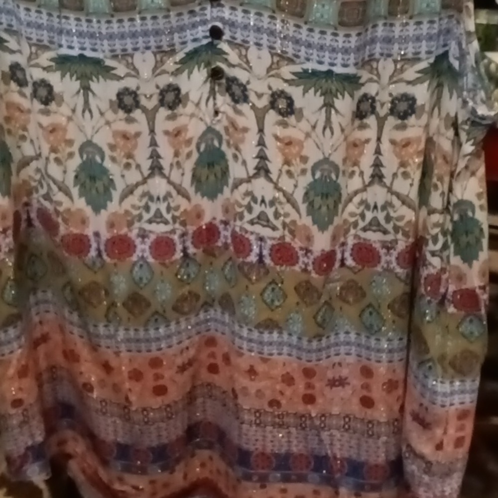 One World Orange Multi-Colored Rounded Neckline S… - image 5